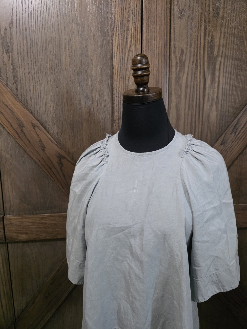 Rachel Comey Light Blue Gathered Puff-Sleeve Top - Picture 2 of 5